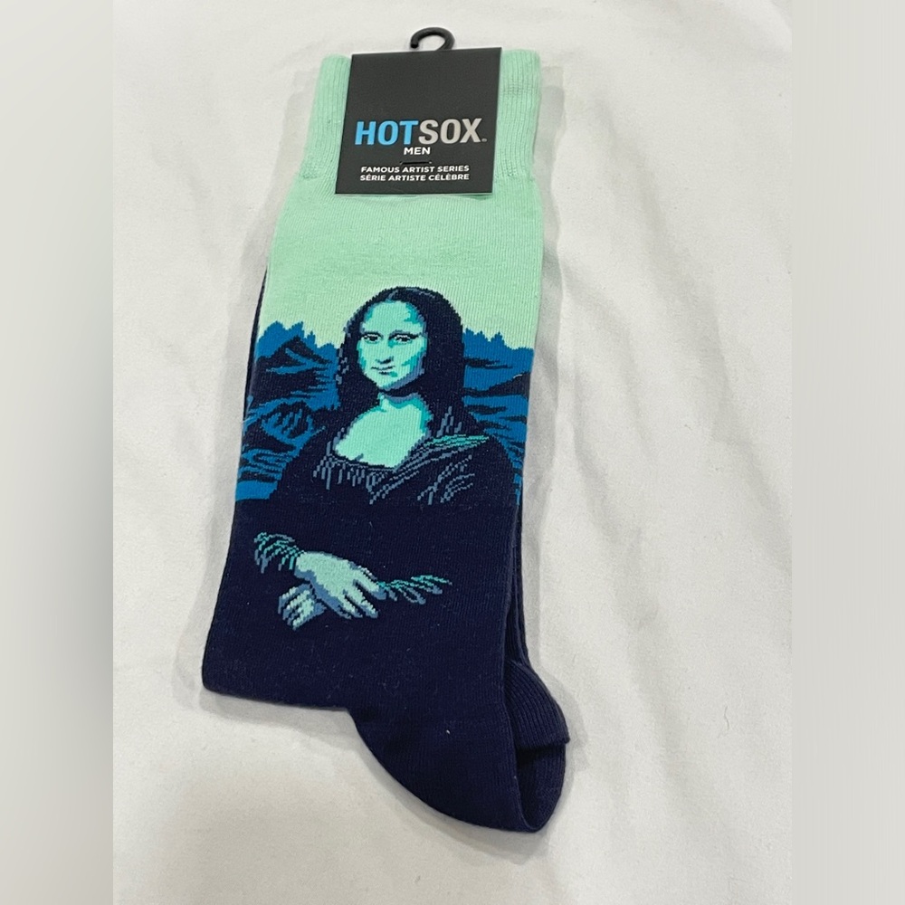 Hot Sox Mona Lisa Artist Series Socks Mint Green Mens 10-13 Cotton Nylon Blend